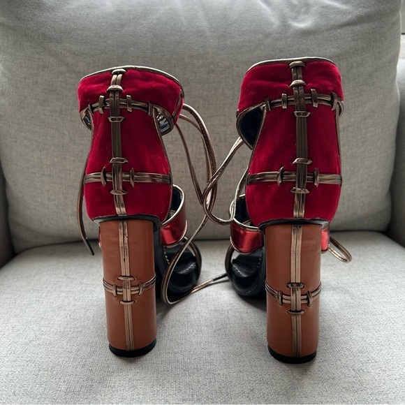 Tom Ford Rare Vintage Leather Suede Patchwork Ankle Strap Sandals Size 37 - Picture 7 of 11